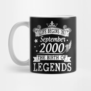 Life Begins In September 2000 The Birth Of Legends Happy Birthday 20 Years Old To Me You Mug